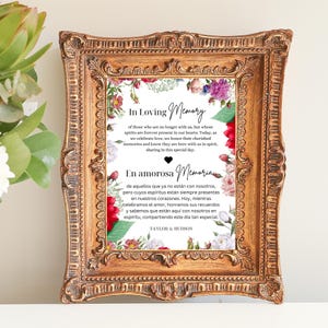 Bilingual In Loving Memory Sign English and Spanish | Digital Download, Memorial Sign for Weddings & Event | Perfect for an Ofrenda