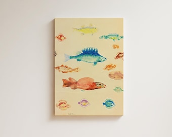 Vintage Colorful Fish Illustration Art Print, Antique Marine Life, Printed and Shipped Nautical Poster
