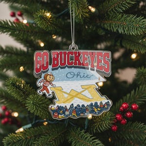 Brutus Ohio State Snow Fan Football Ornament, Ohio vs Michigan Rivalry Acrylic Ornament, Funny Game Day Gift, Buckeye Fan Gift