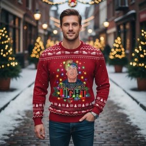 クリスマス休暇にぴったりのダサいセーター、Let There Be Lightセーター、男性、女性、お子様への楽しいクリスマスホリデーギフト
