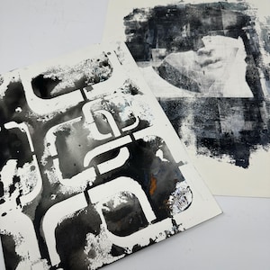 Original Black and White Mixed Media Artwork on Paper - Abstract Art - Etsy