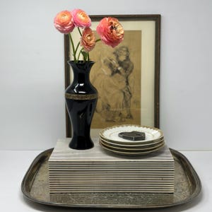 Art Deco / Art Nouveau Black Glass Vase | Sleek Polished Finish | Vintage Elegant Home Decor