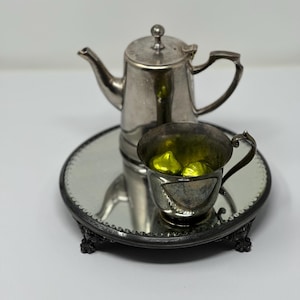 Antique Silver-Plated Coffee Pot & Mug Set: Vintage Hotel Collection