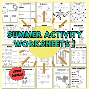Summer Activity Worksheets for Children Learning and Fun Summer