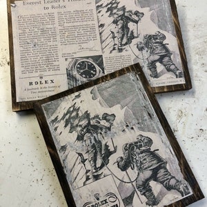 1953 Mt Everest Climb - newspaper article images Edmond Hillary  Tensing Norgay  watch history Watch collector Home decor free shipping 2 pc