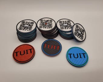 100 Round TUIT Tokens PRO: Personalized QR Code, Logo, or Text - 3D Printed