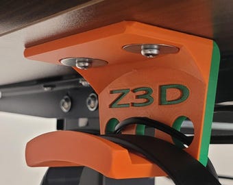 Headphone holder under desk hook for bag or purse 3D Printed - choose your color!