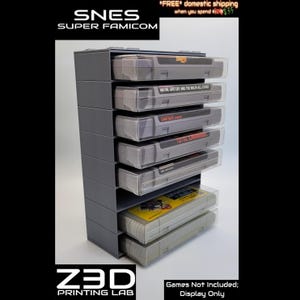 SNES / Super Famicom Cartridge Stackable Organizer: 3D Printed Game Storage
