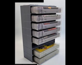 SNES / Super Famicom Cartridge Stackable Organizer: 3D Printed Game Storage