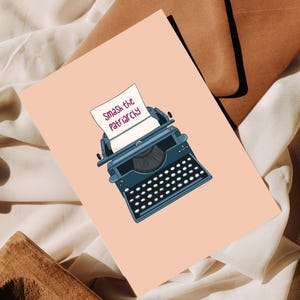 Cartão postal feminista "Destrua o Patriarcado" – Ilustração para máquina de escrever – Mini impressão A6 para presente