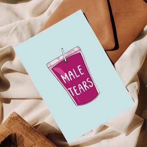 Carte postale « Larmes d'homme » – Cadeau pour les féministes, émancipation, impression d'art queer
