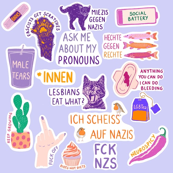 Sticker Bundle | LGBTQ, Feministisch, Pride Month, Mental Health, Bookish, Plantlove Sticker | FCK AFD | Vinyl Stickers Custom Set