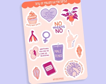 Set di adesivi femministi | Adesivi contro il patriarcato | Foglio di adesivi A6 | Adesivi vulva | Adesivi per journaling | Scrapbooking