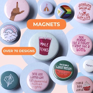 HBTQ-knappmagnetset | Feministiska nålar | Queer Pride-magneter | Feminism HBTQ+ psykisk hälsa | Handgjorda kylskåpsmagneter