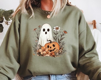 Halloween Retro Spöktröja, Söt Spöktröja, Spöksäsongströja, Halloweenkostym för kvinnor, Söt Hösttröja, Gåva till Halloween