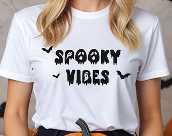 Spooky Vibes Halloween Shirt, Halloween Womens T-Shirt, Cute Halloween Tee, Gift For Halloween, Woman's Halloween Shirt, Halloween Gift