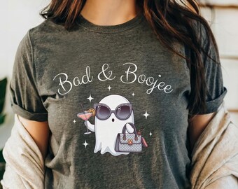 Bad and Boojee Ghost Shirt, Halloween Shirt For Mom, Cute Halloween T-Shirt For Bougie Women, Fun Halloween Woman's Tee, Funny Boujee Shirt