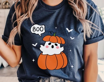 Pumpkin Ghost Shirt, Cute Halloween Ghost Shirt, Spooky Ghost Shirt, Halloween Gift, Boo Ghost, Halloween Ghost Tee, Funny Halloween Shirt