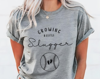 Growing A Little Slugger Maternity Shirt, Pregnancy Announcement, Pregnancy Reveal Shirt, Baby Reveal Shirt, Baseball Pregnancy Shirt