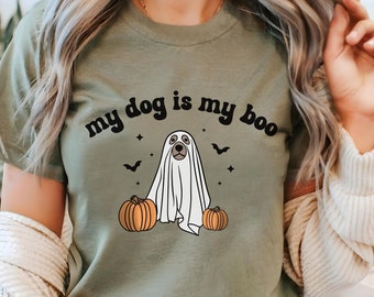 Mi perro es mi amor, camiseta de perro de Halloween, camiseta de otoño para mujer, camiseta de mamá de perro espeluznante, camiseta de mamá de perro de Halloween