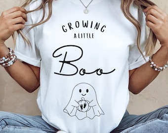 Growing A Little Boo Pregnancy Reveal Shirt, Halloween Pregnancy Announcement, Fall Baby Reveal, Fall Maternity Tee, Halloween Mom Sweater
