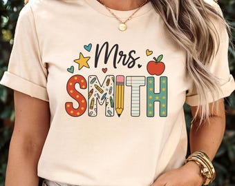 Personalized Teacher Name Shirt, Custom Name Shirt For First Day Of School, Personalized Back To School Gift For Teacher, Personalized Gift