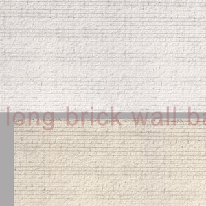Light Painted Brick Wall Long Photo, White and Cream Industrial Chic Background Stock