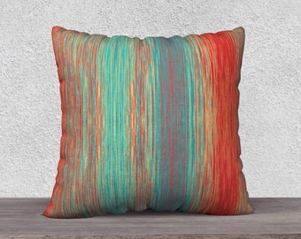 Two Marlo Lorenz Long Pillows With Tassels Linen Cotton 14x36 Aqua Natural White Stripe NWT Etsy