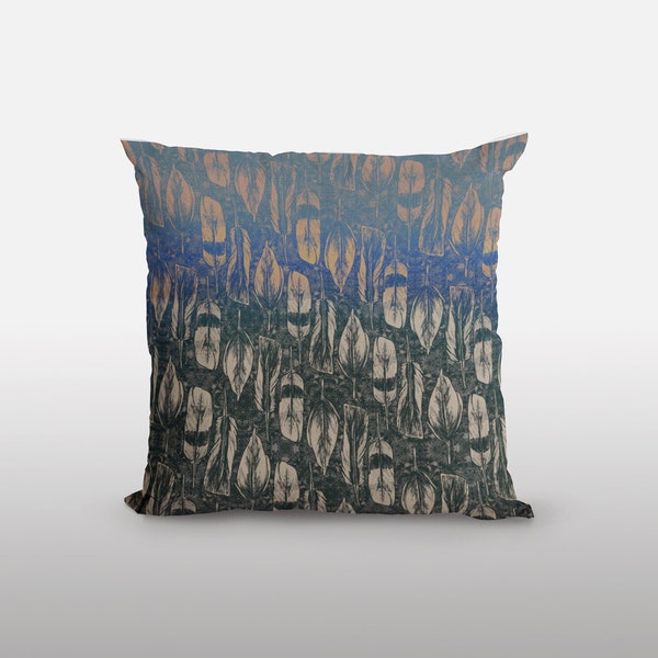 Outdoor Pillow Graphic Bird Feathers Print, Boho Modern Hippie Style Patio Cushion Case and Insert