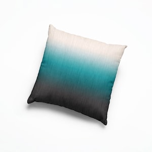 Ombre Outdoor Pillow Cover and Insert, Grey Green Cream Modern Abstract Patio Chair Cushion image 1