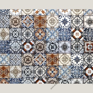 Old Tile Wall Photo, Moroccan Marrakesh Tiles Pattern Background Digital Download