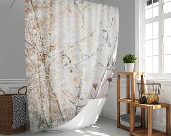 Swallows and Rippled Water Mosaic Shower Curtains in Neutral Colours, Bird and Nature Home Decor Earth Tones, Ships from USA