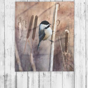 Chickadee in Marsh Fleece Blanket Neutral Colours image 2