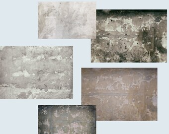Grunge Cement Texture Photo Downloads, Set of 5 JPG Image Files, Digital Industrial Texture Background Overlays for Graphic Design Use