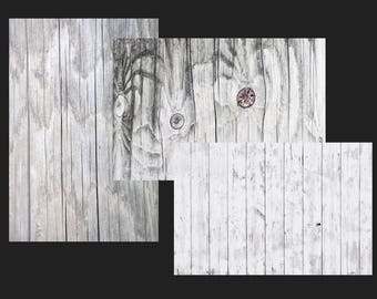 Neutral Grey White Washed Pine Wood with Grain and Knots Digital Download Photos, 3 Wood Board Mock Background Stock Photography Images