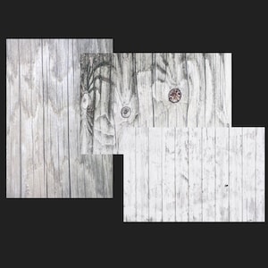 Legno di pino lavato bianco grigio neutro con venature e nodi Download digitale Foto, 3 immagini di sfondo finto di assi di legno