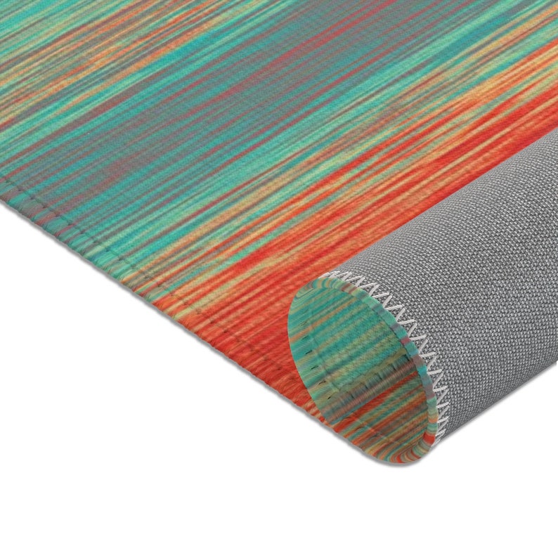 Bright Coral Turquoise Area Rug in Modern Abstract Blended Etsy