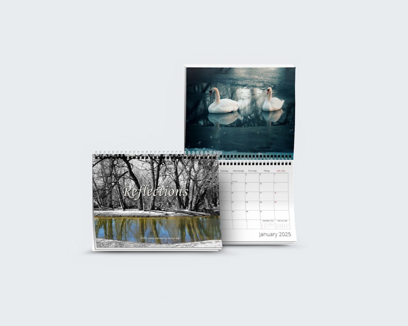 Photography Calendar 2025 Reflections in Water, Wall Hanging Monthly Date Reminder, Christmas Gift for Parents or Friend image 3