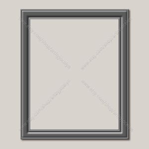 Pewter Grey Digital Frame Download, Graphic Molded Picture Frame with Drop Shadow Stock Photo, Print Mockup Tool