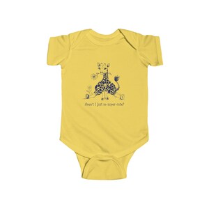 Cute Giraffe Baby Bodysuit, Infant 1 Piece Snap Up with Cartoon Zoo Animal and Flower, Expectant Mother Shower Gift Yellow