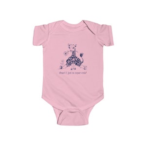 Cute Giraffe Baby Bodysuit, Infant 1 Piece Snap Up with Cartoon Zoo Animal and Flower, Expectant Mother Shower Gift Pink
