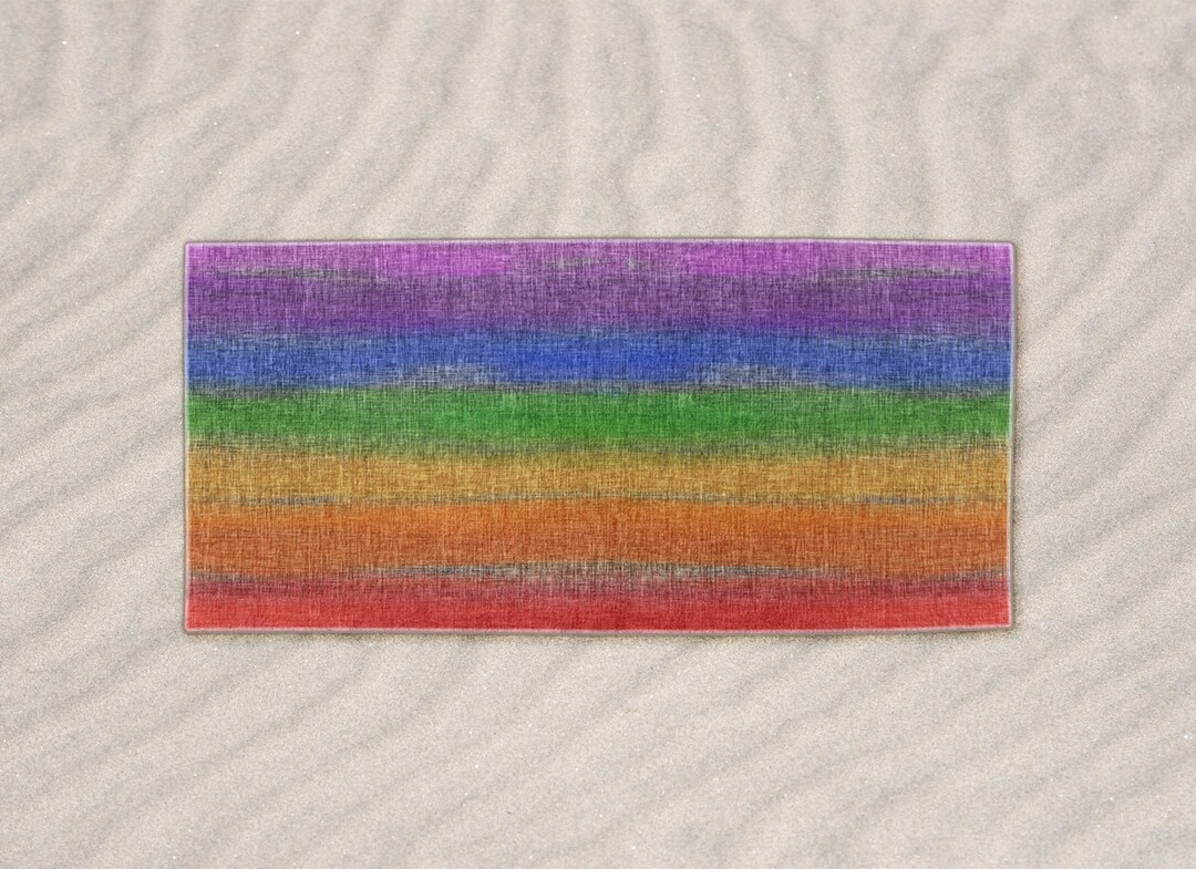 Rainbow Stripe Beach Towel Muted Multi Colours With Etsy