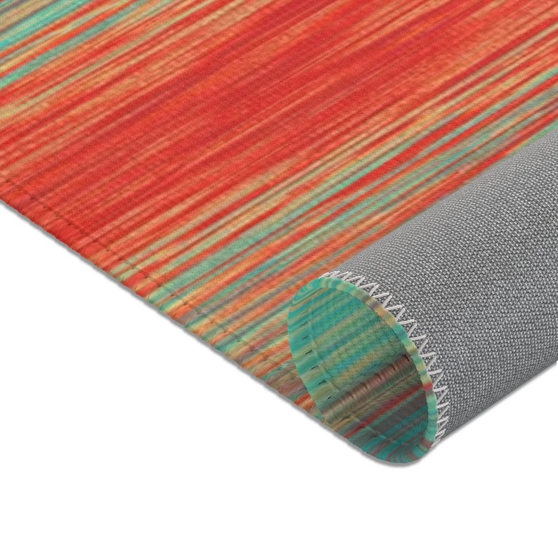 Bright Coral Turquoise Area Rug in Modern Abstract Blended Etsy