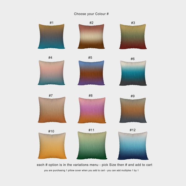 Modern Ombre Colours Pillow Covers, Gradient Abstract Cushion Case Options for Livingroom Couch or Bedroom