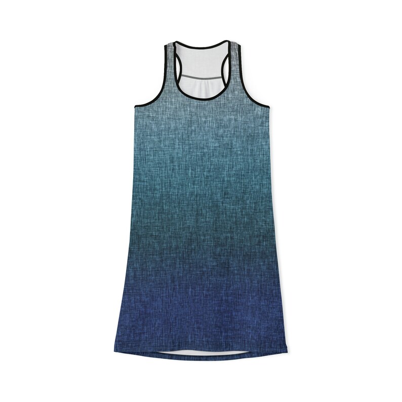 Blue Green Grey Crosshatch Ombre Women's Racerback Dress image 6