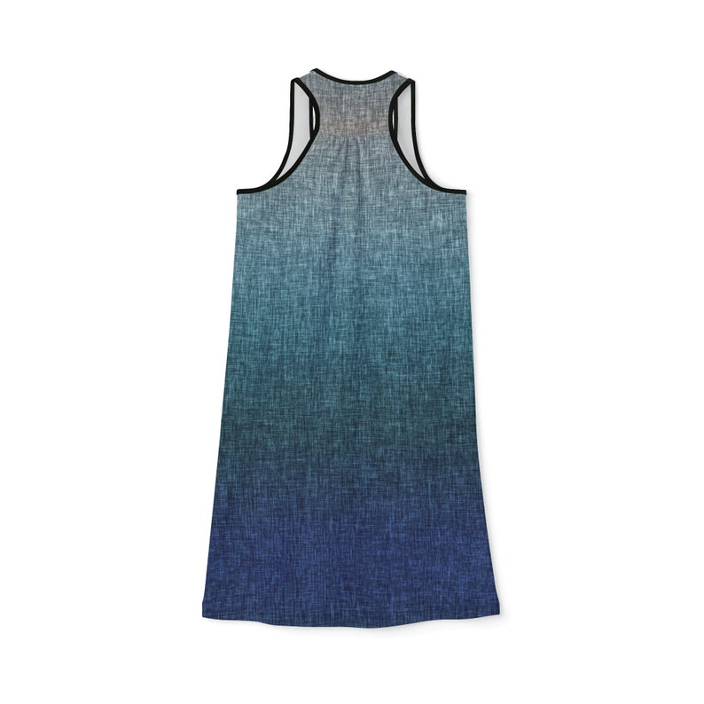 Blue Green Grey Crosshatch Ombre Women's Racerback Dress image 8