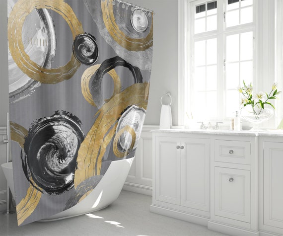 Black and yellow shower curtain discount