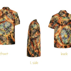 Unisex Button Front Shirt Tie Dye Swirl Print, Modern Retro Style Short Sleeve Casual Dress Shirt, Summer Layering Top, Loose Relaxed Fit image 6