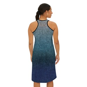 Blue Green Grey Crosshatch Ombre Women's Racerback Dress image 5