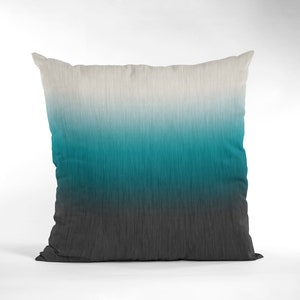 Ombre Outdoor Pillow Cover and Insert, Grey Green Cream Modern Abstract Patio Chair Cushion image 3